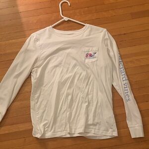Vineyard Vines White Long Sleeve Tee with Logo